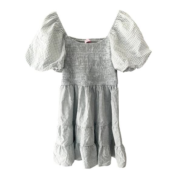 James & Lottie Sage Pink Gingham Gingerbread Smocked Dress main image 1